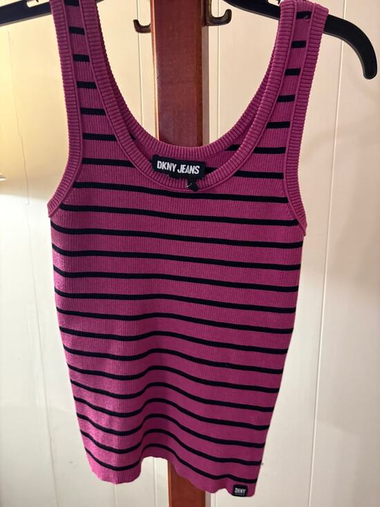 Dkny Tops - DLNY Striped Rib Knit Jeans Tank Top Large